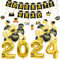 Palloncini Laurea 2024 Nero e Oro - Kit Decorazioni Festa di Laurea Con Nastri in Foil - Gadget e Forniture per Feste (Stile A)