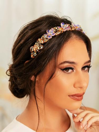 IYOU Scintillante Strass Cerchietto Cristallo Rosa Capelli Bande Pietra Preziosa Partito Costume Accessori per Capelli per Donne