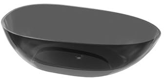 LAVITA Quenn Black 1700 Baignoire autoportante en résine, 170 x 85 x 59 cm, forme ovale, moderne, autonome, pour 2 personnes, 322 l, revêtement antimicrobien noir