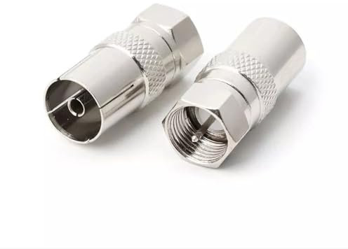 HiAoey TV Aerial Adapter, F Male to TV M/F, F Type to Coax Connector, F-plug to Coax Plug and Coupling, 2 Pack