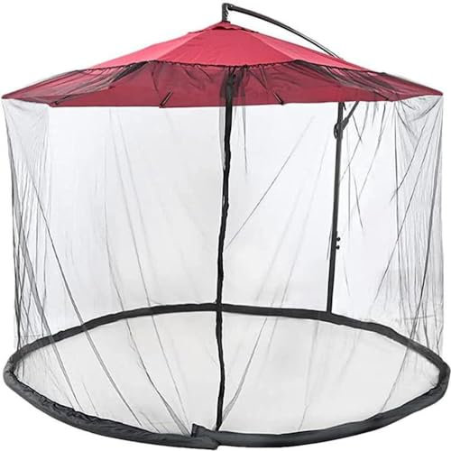 GXQFF Moskitonetz Für Sonnenschirm,verstellbar, Moskitonetz, Abdeckung Für Gartenschirm, Terrasse, Tisch, Insektennetz, Abdeckung Mit 2 Reißverschlusstüren-Schwarz||300 * 230cm