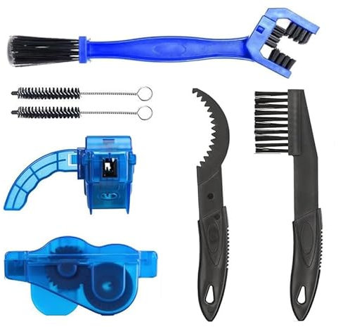 Nettoyeur Chaine Velo 7PCS Kit d'outils Nettoyage Vélo,kit Brosse à Bicyclette,Bicyclette Outil Nettoyage,Nettoyage Chaîne Vélo Outils d'entretien,Coin Cyclisme Tache Propre pour Tous Types Vélos