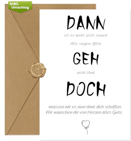Werfunee - Abschiedskarte Kollegen A6 (mit Umschlag) - Lustige Karte Abschied Kollege - Abschiedsgeschenk Kollegen Jobwechsel - Karte Abschied Kollegin - Ruhestand Karte