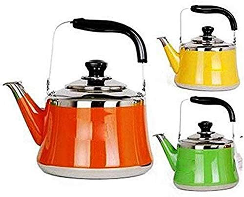 Large Capacity Whistling Kettle Fastest Boiling, 304 Stainless Steel Kettle, Gas, Electric, Induction Stove Color Kettle Tea Kettle,Orange,5L DF charitable