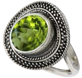 JEWELFORCE 925 Sterling Silber Peridot Edelstein Ring Herren Damen Stein Band Ring Alle Größen Ring Handgefertigter Schmuck JSR-1085AJ_64 (20.4)