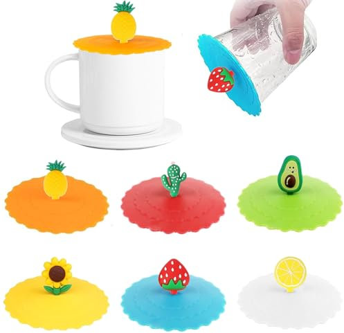 LLTLGF 6 Piezas Tapa de Copa de Silicona, Reutilizable Cubiertas de Silicona Para Tazas, taza de cerveza y vasos para beber en casa al aire libre