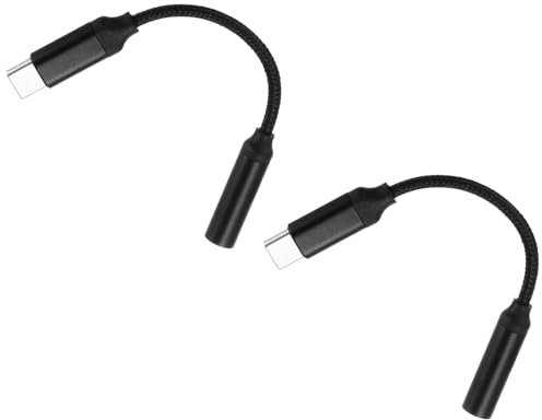 sourcing map 2pcs USB C to 3.5mm Female Audio Aux Jack Cable Type C Adapter to 3.5mm TRS Headphone Car Stereo HiFi Cord 7/16 Inch for Phone Speaker Laptop, Black
