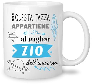 Yufansd Mug Zio Tazza Caffè - al Miglior Zio dell'Universo - Regali per Zio da Nipote Fantastico Regalo per lo Zio Originale Regalo Zio Compleanno Festa del Papà Natale Ceramica 350 ML (Zio)
