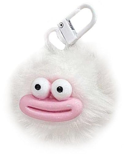 Niedlicher Plüsch-Schlüsselanhänger, niedlicher Plüsch-Schlüsselanhänger – lustiger Wurstmund, modischer Anhänger, Ornament, hässlicher Schüler-Schultaschen-Anhänger für und Mädchen, weiß, Se