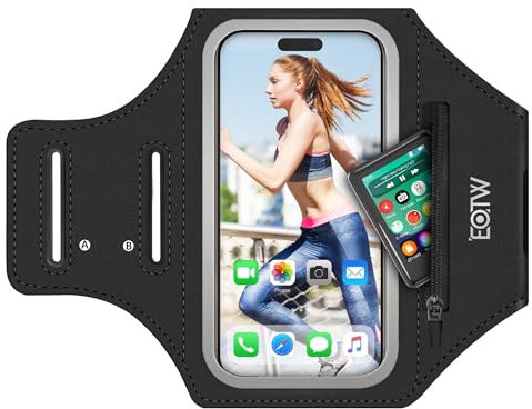 EOTW Joggen Sportarmband - Handyhalterung Arm mit Airpods Tasche für MP3-Player/iPhone 16/15/14/13 Pro Galaxy S24/S23/S22(5,5~6,0)