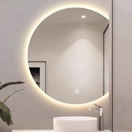 Badezimmerschrank Spiegel, drei Farbe Licht einstellbar Bad Spiegel quadratisch, intelligente Heizung und Entfogging Bad Eitelkeit Spiegel, Touch-Schalter, geeignet for Schlafzimmer Wohnzimmer(Dual To