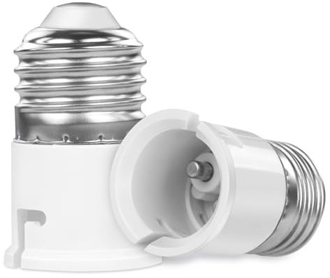 AUAUY E27 auf B22 Lampensockel Adapter, Glühbirnen-Adapter-Konverter, Schraub- auf Bajonettsockel-Adapter-Konverter, ES- auf BC-Socket Converter für LED-Birnen, Glühlampen, CFL-Birnen, 2er-Pack