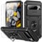 for Pixel 8 Pro Case with Camera Cover Slider, 2*Screen Protectors,Build in 360°Rotating Ring Kickstand, Military Grade Protective Case for Google Pixel 8 Pro-Black