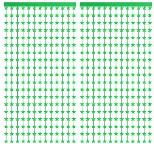 QUARKZMAN 2 Stück Grün Sternen Girlande, Grüne Vorhänge 2M x 1M Glitzer Stern Funkeln Dekor Folie Fransen Girlande Banner Dekorationen für Neujahr Geburtstagsfeier Hochzeit Feier