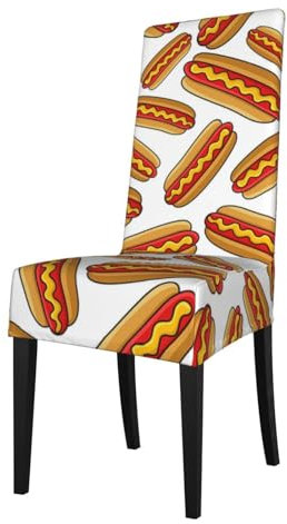 YOFIEN Fast Food Hot Dog, Abnehmbarer, waschbarer Stuhlschutz, Esszimmerstuhlbezug, Stretch-Stuhlbezug