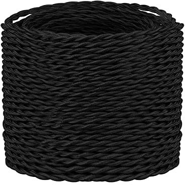LEDSone 3 Core 10 Meters / 32.8FT Black Braided Cable, 3 Core Electrical Cable, Vintage Flex Twisted Fabric Electrical Wire for DIY Lamps Industrial Pendant Lights Lighting Appliances - Black