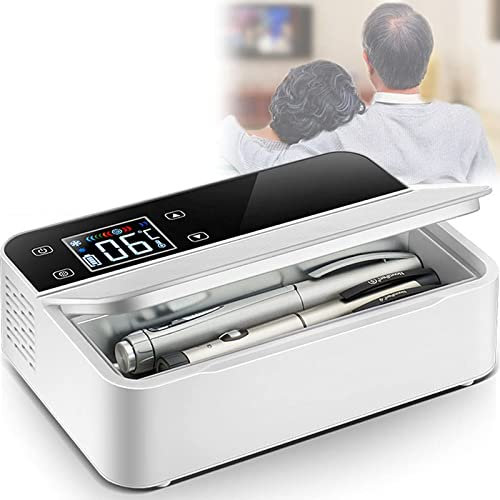 FBJAMZ Nevera de insulina, Caja de refrigeración portátil USB para Coche, Nevera de insulina de 0-18 °C Extra Grande, Caja de Viaje para medicamentos (Singlebattery)