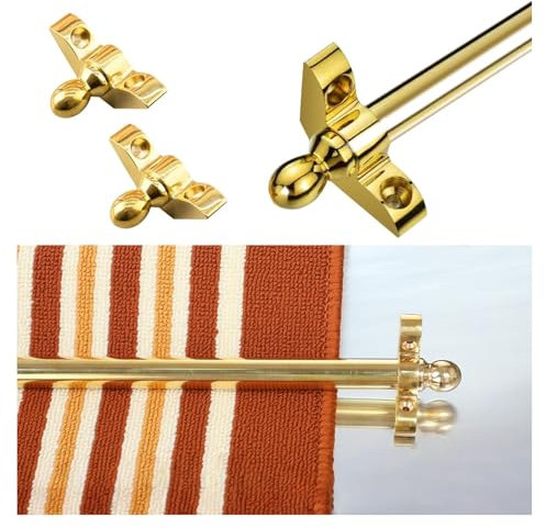 MMDXDLX Tige pour Tapis Barre d'escalier en Laiton avec Embout Rond for Fixation de Tapis d'escalier, Curseur for Tapis d'escalier(13 Pcs,70cm (28inch))