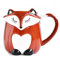 Adorable taza de cerámica de zorro, 350 ml, 8,2 x 9,5 cm, bonito diseño de cara de zorro con vientre en forma de corazón