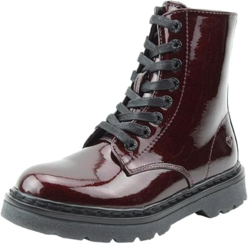 Heavenly Feet Justina 2 Glitter Lace Up Ankle Boots Casual Fashion Shoes (Burgundy Glitter, UK Footwear Size System, Adult, Women, Numeric, Medium, 7)