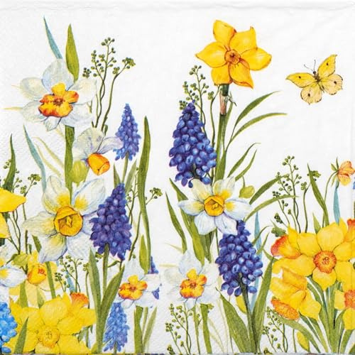 Ambiente Serviette Narcis Muscari Papier 33x33 cm 20 Stück einseitig bedruckt