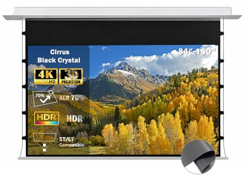 Cirrus Pantalla Proyector Techo Empotrada 100 Pulgadas Black Crystal ALR | Ideal para Habitaciones Luminosas | 70% ALR | Para Proyectores ST/LT | Eléctrica Retráctil