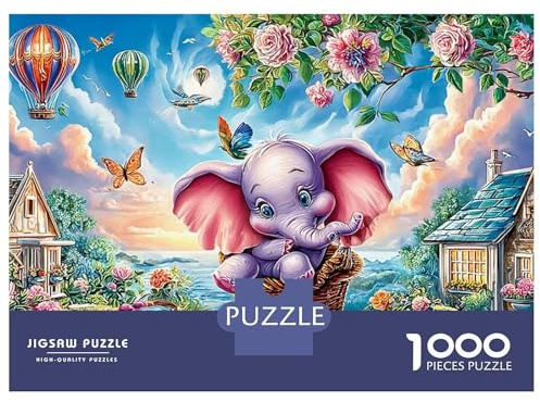 Dumbo Night 1000 Stück Premium Cardstock Puzzle Set Für Erwachsene Kinder Elefant Basket, Unmöglich Schwer Schwierig Herausfordernd Stress Gehirntraining 38x26cm/1000pcs