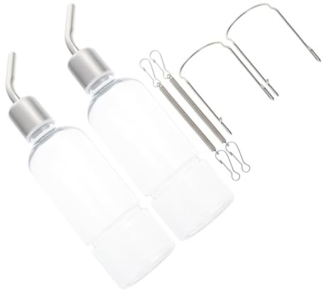 Kichvoe Lot de 2 Bouteilles d'eau Suspendues pour Lapins, Chinchillas et Cochons d'Inde, Plastique Transparent et Acier Inoxydable, Abreuvoir Étanche et Solide, Accessoires D'installation