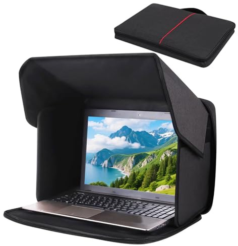 Umllpet 2-in-1 Laptop Sonnenschutz 14 Zoll faltbar wasserdicht Schwarz | lichtdichte Abdeckung, platzsparend faltbar, wasserabweisendes Gewebe, ideal für Garten & mobiles Büro