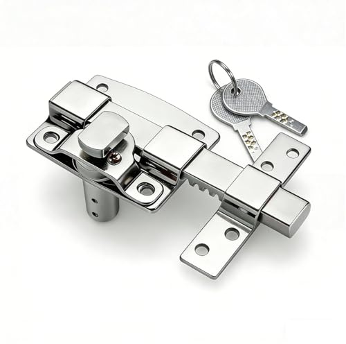 Heavy Duty Gate Latch Lock with Key, Reversible Left/Right Installation, Fence Gate Old Style Exterior Lock 146mm for Wooden Garden Gate, Shed, Fence, Garage, Barn Door