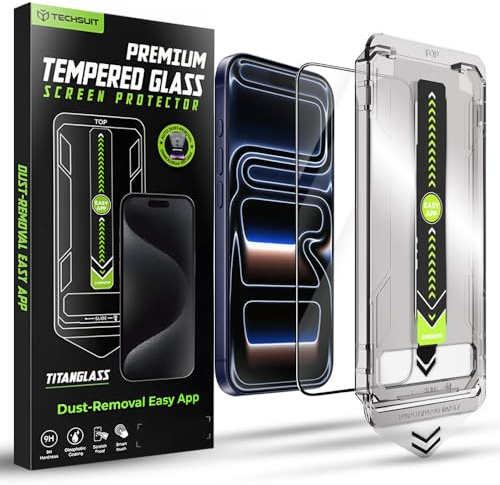 Techsuit Displayschutzfolie für iPhone 17 Pro Gehärtetes Glas mit Vollständige Abdeckung, HD Klarheit, Stoßschutz, Oleophobe Beschichtung, Anti Fingerabdruck, Blasenfrei, TitanGlass FullCover
