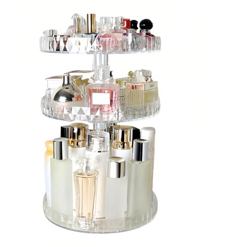 SLHEQING Make Up Organizer, 360 Grad Drehbarer Kosmetik Organizer, Multifunktionale Schmink Organizer Badezimmer Skincare Organizer Acryl Schminktisch Organizer