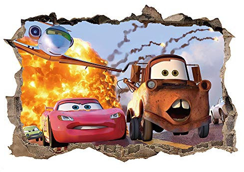 ufengke 3D Wandtattoo Auto Wandsticker Wand Aufkleber Durchbruch Stein Wandbild für Kinderzimmer Junge