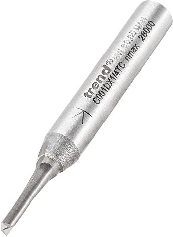 Trend CraftPro C001DX1/4TC Fräser-Bit, gerade, 2 Nuten, 1/4-Zoll-Schaft, 3 mm Schnittdurchmesser und 11 mm Schnittlänge, Wolframkarbidspitze