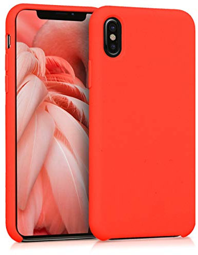 kwmobile Hülle kompatibel mit Apple iPhone X Hülle - Silikon Handy Case - Handyhülle weiche Oberfläche - kabelloses Laden - Tomatenrot