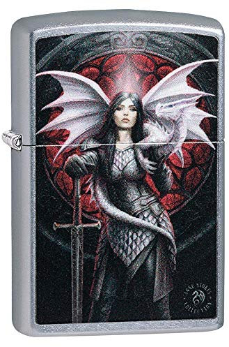 Zippo Pocket Lighter, Brass, Street Chrome Dragon Warrior, 1 Count (Pack of 1)