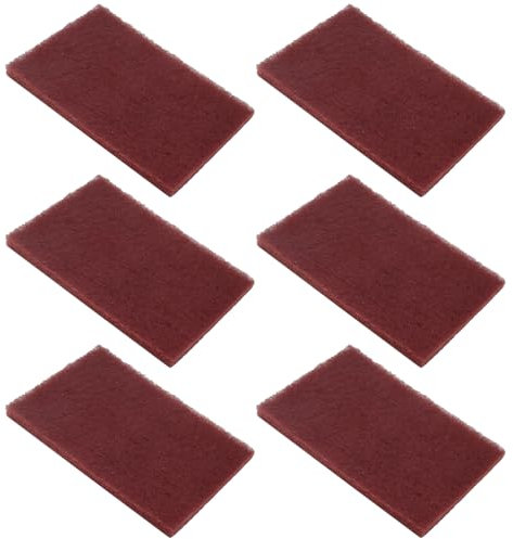 BokWin 3M Scotch Brite 7447 - Juego de 6 almohadillas de mano para lijar, grado muy fino, 200 x 125 mm, color rojo