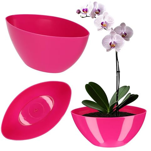 Kadax - Pot de fleurs en plastique - De forme ovale - 30 x 14 cm - Design moderne - Idéal pour la décoration d’intérieur et balcon - Rose
