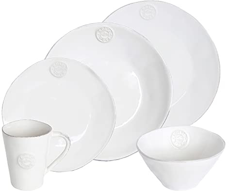 Costa Nova, Nova colección, Vajilla elegante, gres, Juego de vajilla completa 5 piezas, 1 persona, blanco,