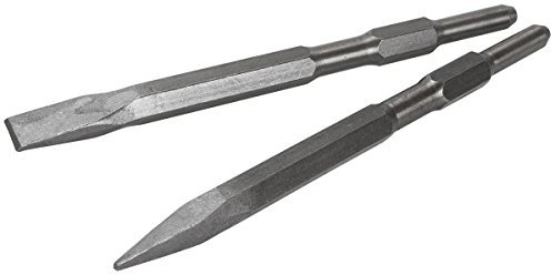XtremepowerUS 2-Pieces Point and Flat Concrete Chisels for Electric Demolition Jack Hammer 5/8 Hex Shank 2pc Chisel Bit Set