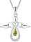 FJ Damen Kette Schutzengel Anhänger Halskette 925 Sterling Silber Engel Kette Peridot August Geburtsstein Halskette Schmuck Geschenke für Frauen Mädchen