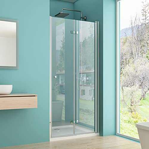IMPTS Duschtür Falttür Dusche 70cm, Einzelfalttür Nische Duschabtrennung Duschkabine Schwingtür Falttür Duschwand Dusche 6mm ESG Sicherheitsglas 185cm