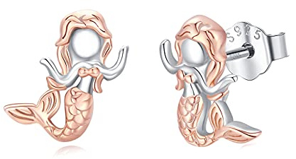 Meerjungfrau Ohrringe 925 Sterling Silber Meerjungfrau Ohrstecker Hypoallergen Meerjungfrau Schmuck für Damen
