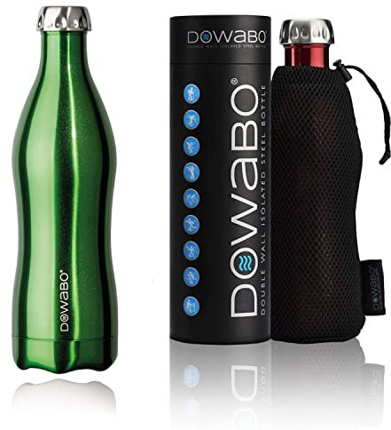 Dowabo Isolierflasche - Edelstahl Trinkflasche, BPA-frei, kohlensäuredicht, auslaufsicher - inklusive Bottle-Bag - Green 750 ml