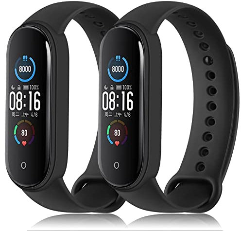 Oumida 2 PCS Bracelet, en Silicone Souple Respirant Compatible Uniquement pour Xiaomi Mi Band 5/ Mi Band 6/6 NFC/Amazfit Band 5