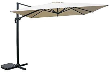 LIFE IS Ombrellone da Giardino a Palo Laterale Misura 3 x 3 m. Palo in alluminio 53x77 mm.Tessuto poliestere.Camino Antivento.Base a Croce girevole a 360°.Regolabile in 6 posizioni. Colore Ecru