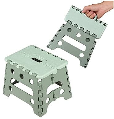 Sbomi Faltbar Küchenhocker Klapptritt Bad-Hocker Klappbar Garten Klappstuhl Klein Kinderfußbank Kindertritt Aufstiegshilfe Waschbecken Für Kinder Erwachsene (22,3 cm hoch – grün)
