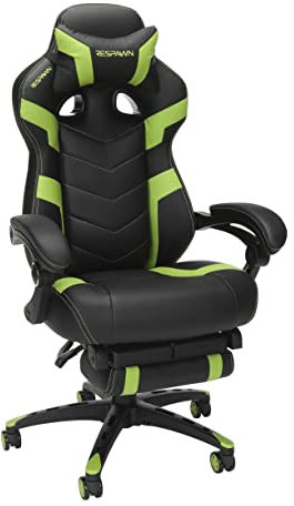 RESPAWN 110 Ergonomic Gaming Chair With Footrest Recliner - Racing Style High Back PC Computer Desk Office Chair - 360 Swivel, Lumbar Support, Adjustable Headrest Pillow, Padded Armrests - 2021 Green