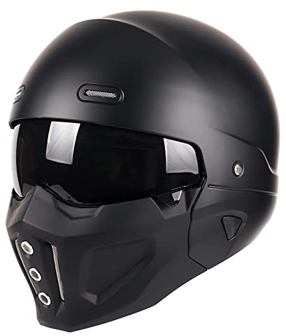 Woljay Offener Helm Integralhelm Motorradhelm Modulare Helme für Unisex-Adult Straße Fahrrad Kreuzer Roller DOT ECE genehmigt (Medium,Mattschwarz)