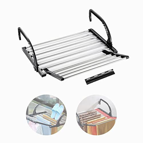 MJZYP Secador de Radiador para Balcón, Tendedero Radiador, Tendedero Balcón Barandilla Tendedero Plegable Extensible Ventana para Balcón 60CM